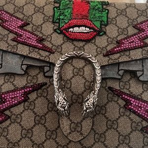 GG Supreme Monogram Lightning Embroidered Medium Dionysus